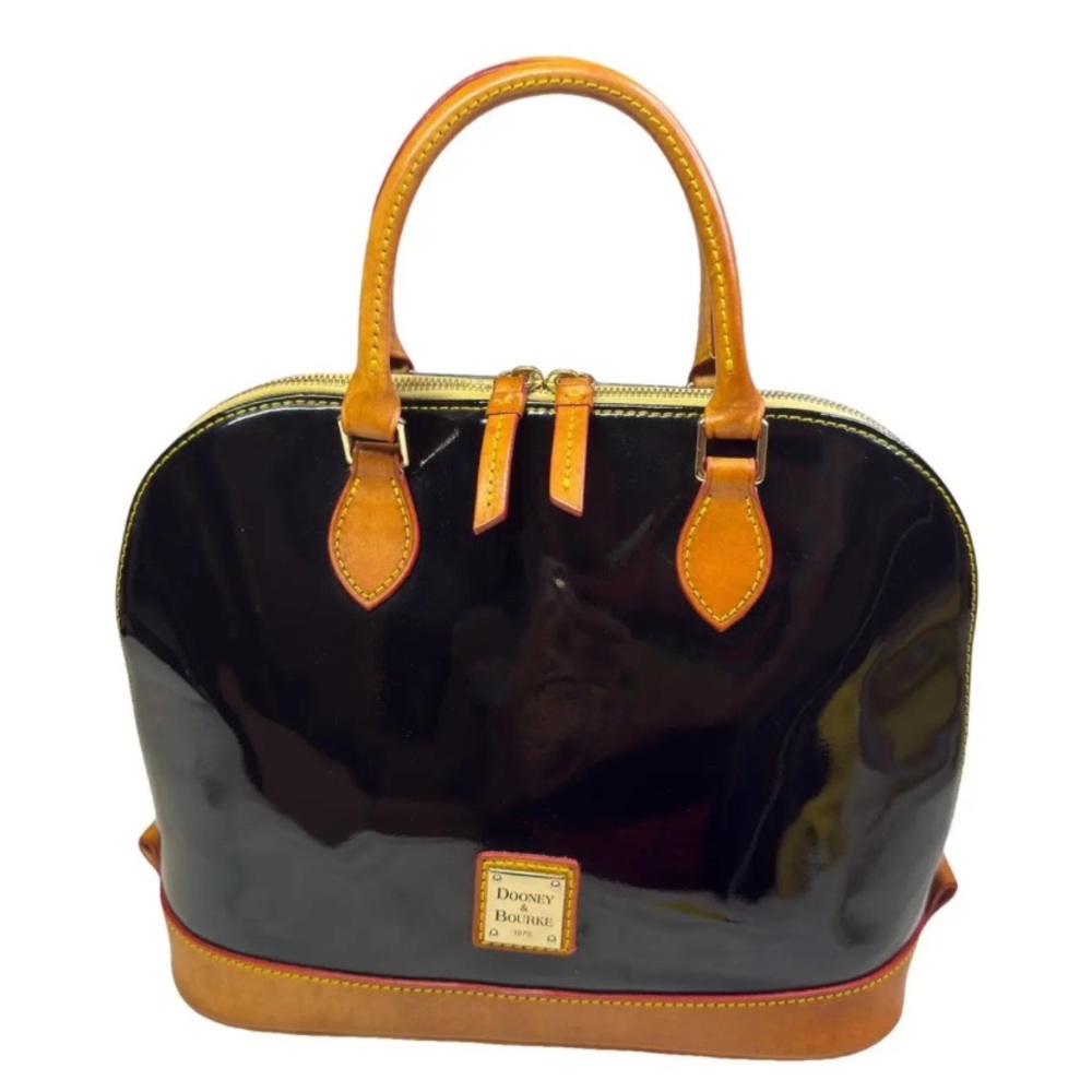 DOONEY & BOURKE BLACK AND TAN DOME SATCHEL